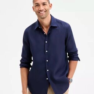NWT Zara Men's Navy Casual Long-Sleeve Button-Down Shirt L